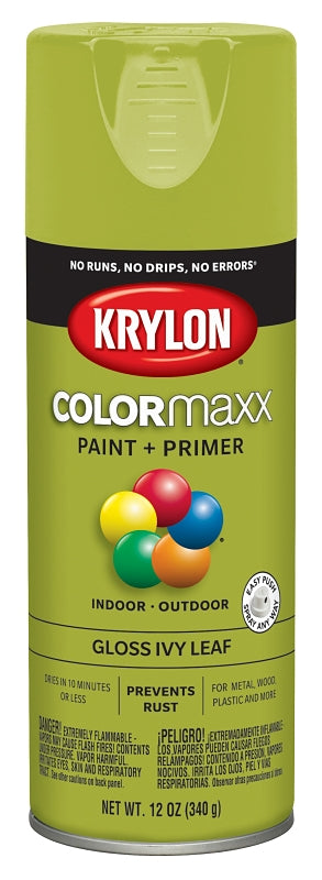 Krylon K05525007 Enamel Spray Paint, Gloss, Ivy Leaf, 12 oz, Can