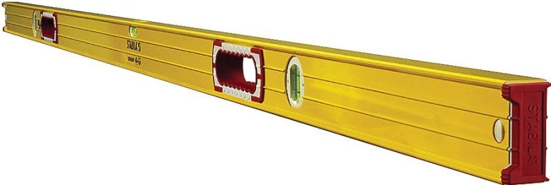 Stabila 37459 Spirit Level, 59 in L, 3-Vial, Non-Magnetic, Aluminum, Yellow