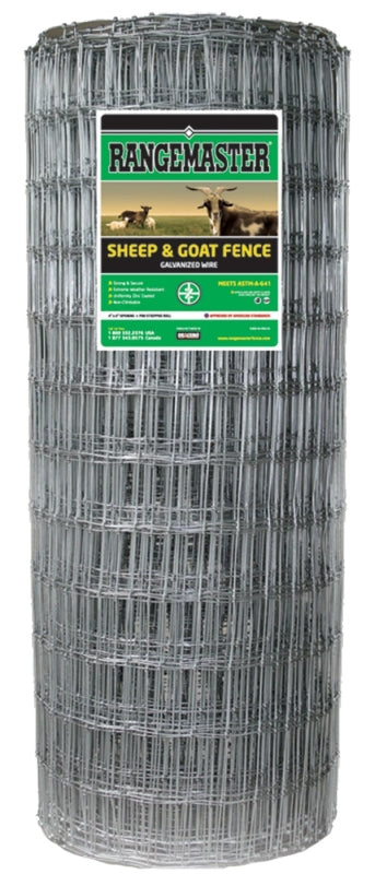 Rangemaster 6965 Sheep and Goat Fence, 330 ft L, 48 in H, 4 x 4 in Mesh, 13 Gauge, Zinc