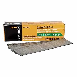 Bostitch BT1314B Nail, 1-3/16 in L, 18 Gauge, Steel, Coated, Brad Head, Smooth Shank, 3000/PK