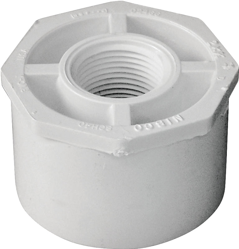 IPEX 435734 Reducing Bushing, 2 x 3/4 in, Spigot x FPT, White, SCH 40 Schedule, 150 psi Pressure