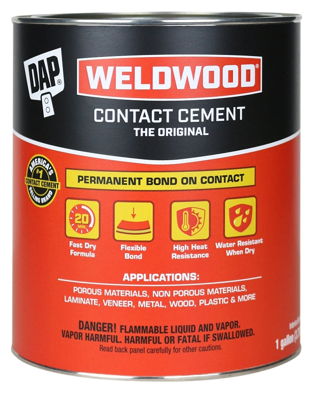 DAP 00273 Contact Cement, Liquid, Strong Solvent, Tan, 1 gal, Can