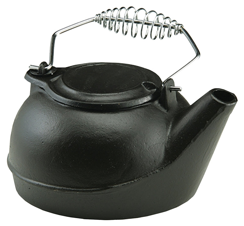 US STOVE TK-02 Tea Kettle, 3 qt Capacity, Spring-Loaded Handle, Iron, Black