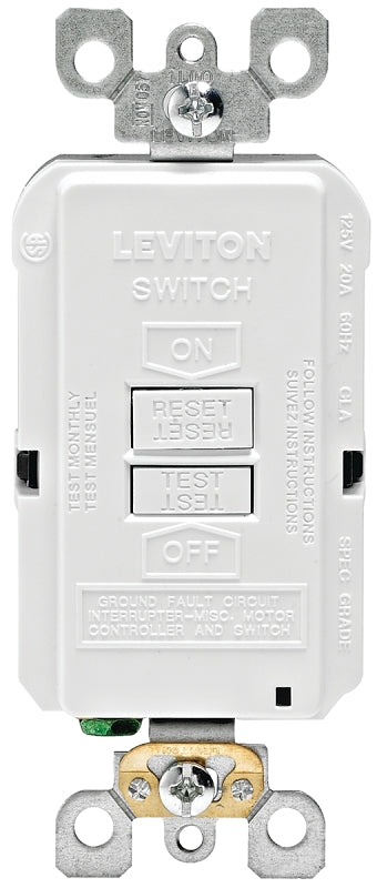 Leviton R98-GFRBF-0KW GFCI Receptacle, 125 V, 20 A, NEMA: NEMA WD-6