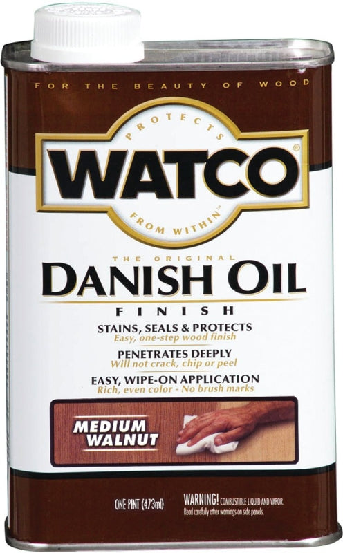 Watco 65951 Danish Oil, Medium Walnut, Liquid, 1 pt, Can