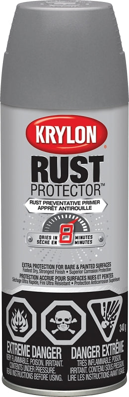 Krylon Rust Protector 469038000 Rust Preventative Primer, Gray, 12 oz