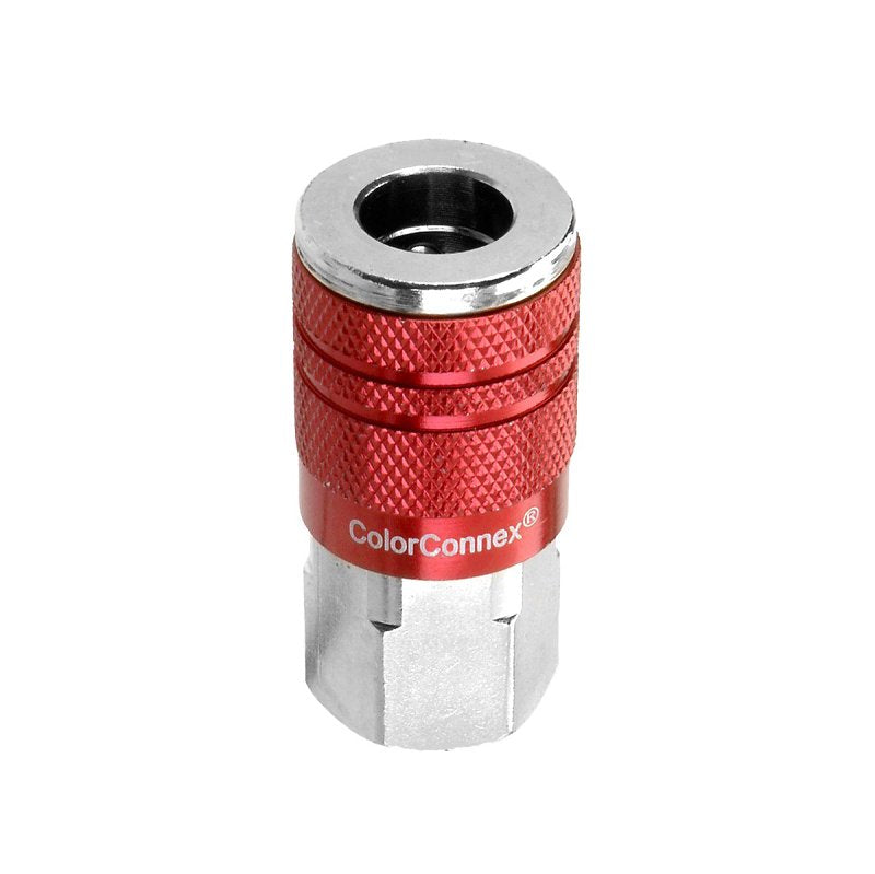 Legacy A73410D Industrial Interchange Coupler, 1/4 in, FNPT, Aluminum/Steel, Zinc, Red