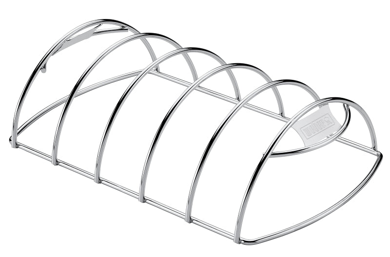 Weber 6605 Rib Rack, 13-13/64 in L, 8 in W, Steel, Chrome