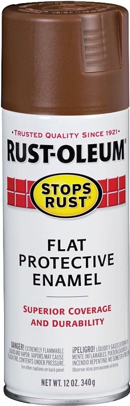 Rust-Oleum 214085 Rust Preventative Spray Paint, Flat, Brown, 12 oz, Can