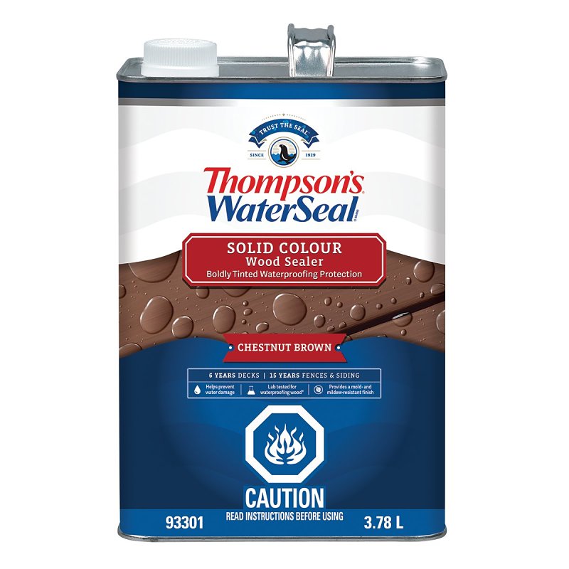 Thompson's WaterSeal THCP93301-16 Wood Sealer, Solid, Liquid, Chestnut Brown, 1 gal, Can