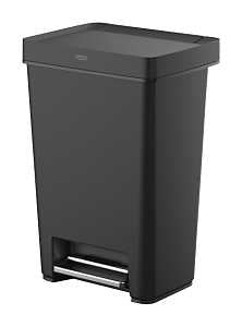 Rubbermaid 2120984 Step-On Trash Can, 13 gal Capacity, Plastic/Stainless Steel, Charcoal, Lid Lock Closure