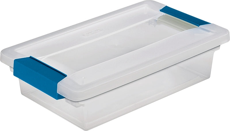 Sterilite 19618606 Clip Box, Plastic, Blue Aquarium/Clear, 11 in L, 6-5/8 in W, 2-3/4 in H