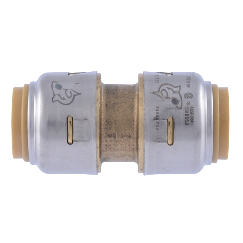 SharkBite UR008A4 Coupling, 1/2 in, Brass, 250 psi Pressure, 4/PK