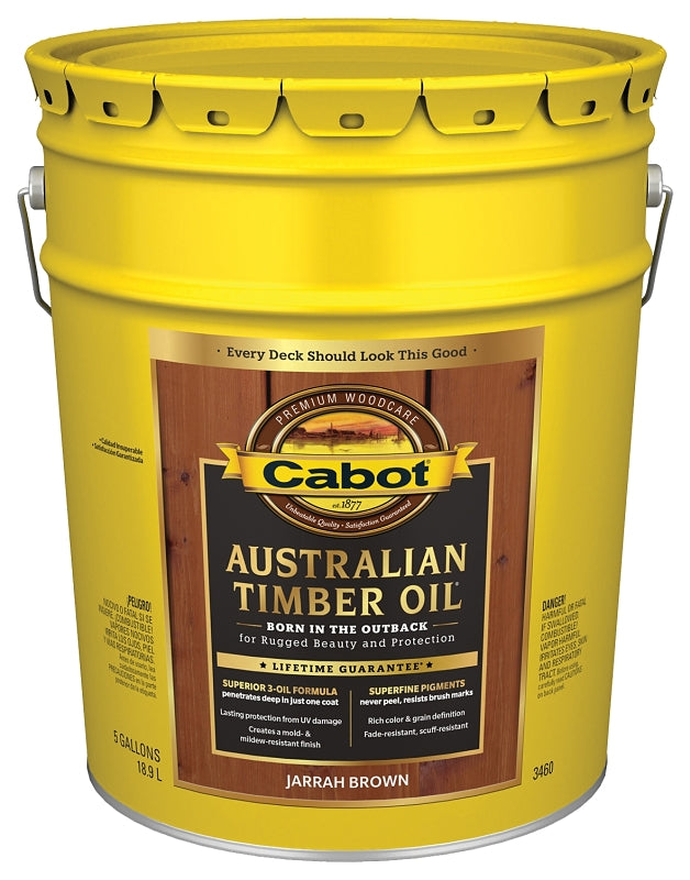 Cabot 140.0003460.008 Australian Timber Oil, Jarrah Brown, Liquid, 5 gal, Pail