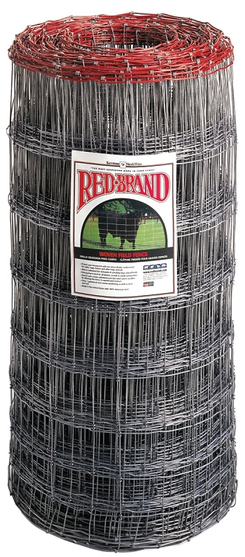 Red Brand 70206 Series Field Fence, 12 in, 39 in H, 330 ft L, 12-1/2 Gauge, Steel, Galvanized