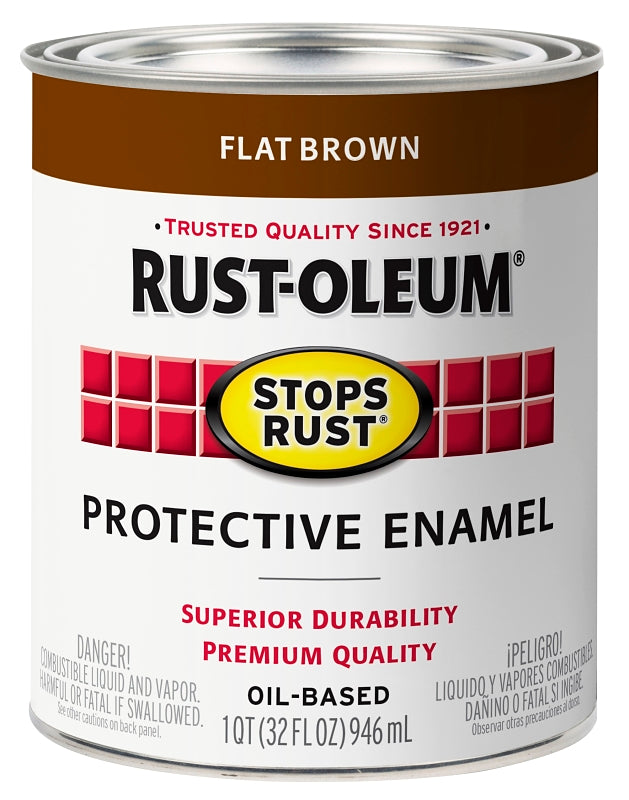 Rust-Oleum 353587 Rust Preventative Paint, Oil, Flat, Brown, 1 qt, 80 to 175 sq-ft Coverage Area