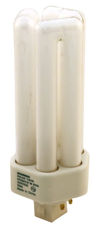 Sylvania 20881 Compact Fluorescent Bulb, 26 W, T4 Lamp, GX24Q-3 Lamp Base, 1501 Lumens, 3500 K Color Temp