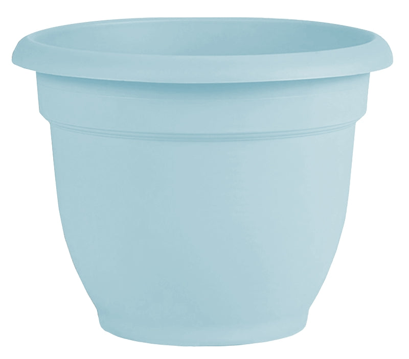 Bloem AP1037 Planter, 8-1/2 in H, 10.8 in W, 10.8 in D, Round, Plastic, Misty Blue