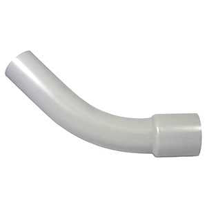 IPEX 020654 Elbow, 1/2 in Trade Size, 45 deg Angle, SCH 80 Schedule Rating, PVC, 4 in L Radius, Spigot x Bell End, Gray