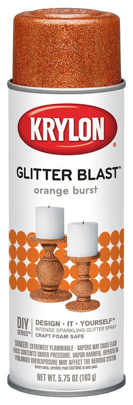 Krylon K03807A00 Craft Spray Paint, Glitter, Orange Burst, 5.75 oz, Can