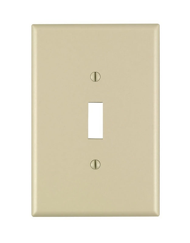 Leviton 86101 Wallplate, 3-1/2 in L, 5-1/4 in W, 1 -Gang, Thermoset Plastic, Ivory, Smooth