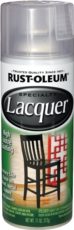 Rust-Oleum SPECIALTY 1906830 Lacquer Spray Paint, Gloss, Liquid, Clear, 11 oz, Aerosol Can