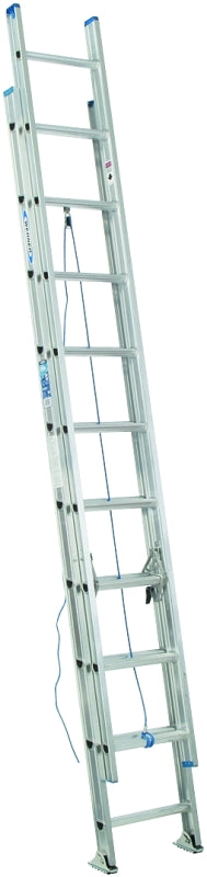 Werner D1320-2 Extension Ladder, 19 ft H Reach, 250 lb, Aluminum
