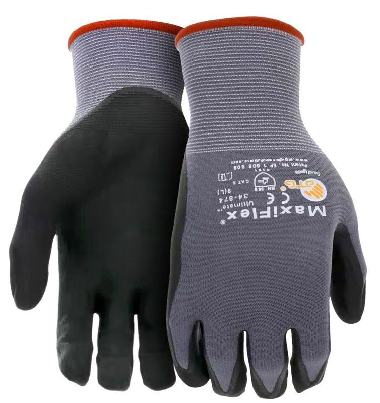 Boss MaxiFlex Cut 34-8743T/XL Seamless Knit Coated Gloves, XL, Reinforced Thumb, Knit Wrist Cuff, Nitrile Coating