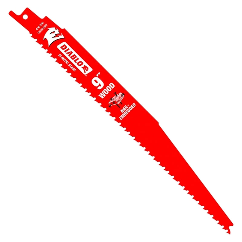 Diablo DS0912BW15 Reciprocating Saw Blade, 1 in W, 9 in L, 6, 12 TPI, 15/PK