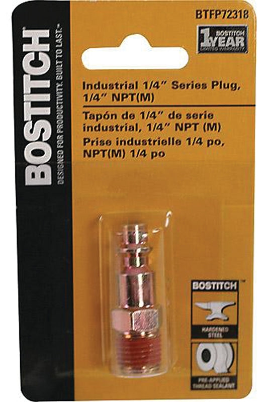 Bostitch BTFP72318 Hose Plug, 1/4 in, NPT Male, Steel, Plated