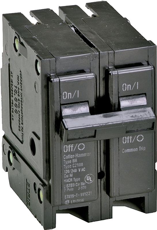 Cutler-Hammer BR215 Circuit Breaker, Mini, Type BR, 15 A, 2 -Pole, 120/240 V, Plug Mounting