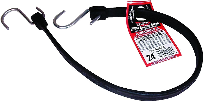 Keeper 06224 Strap, 3/4 in W, 24 in L, EPDM Rubber, Black, S-Hook End