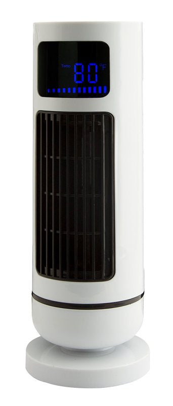 PowerZone TF-180R-R USB Oscillating Tower Fan, 5 V, 3-Speed, 60 deg Rotating, White