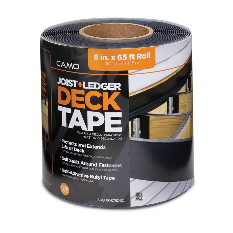 Camo 0375060 Deck Tape, 65 ft L, 6 in W, Polypropylene Backing, Black