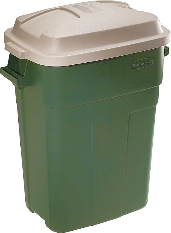 Rubbermaid 297900EGRN Trash Can, 30 gal Capacity, Plastic, Evergreen, Snap-Fit Lid Closure