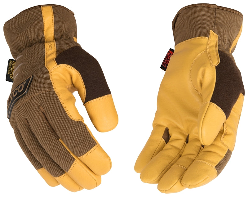 KincoPro 2014HK-XL Driver Gloves, Men's, XL, Easy-On, Shirred Elastic Wrist Cuff, TPR Back, Brown