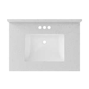 Craft + Main QZ31224CVR Vanity Top, 22 in OAL, 31 in OAW, Ceramic/Quartz, Carrara Vita, Undermount Sink, 1-Bowl