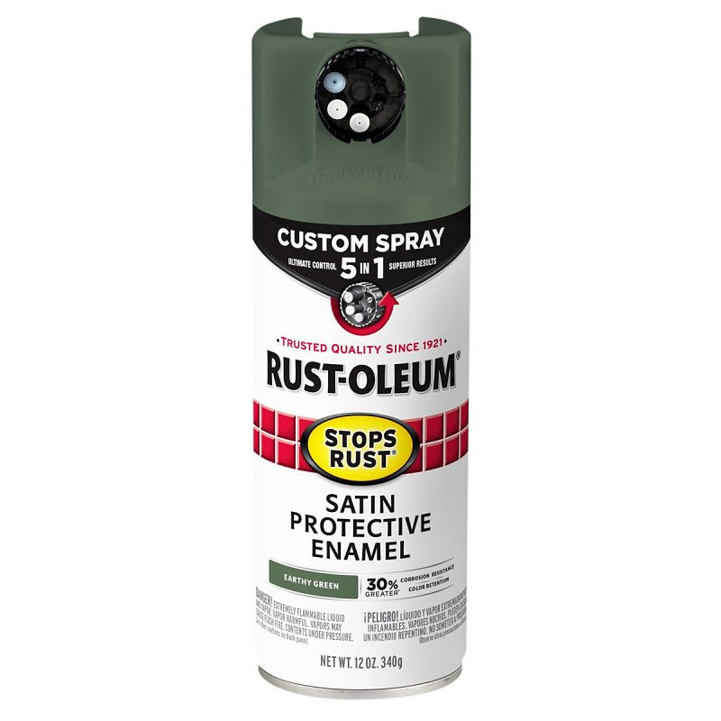 Stops Rust 383421 Rust Preventative Spray Paint, Satin, Earthly Green, 12 oz, Can