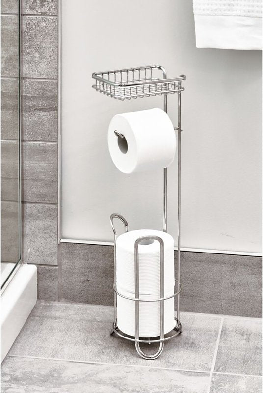 iDESIGN 79260 Toilet Paper Holder with Shelf, Chrome