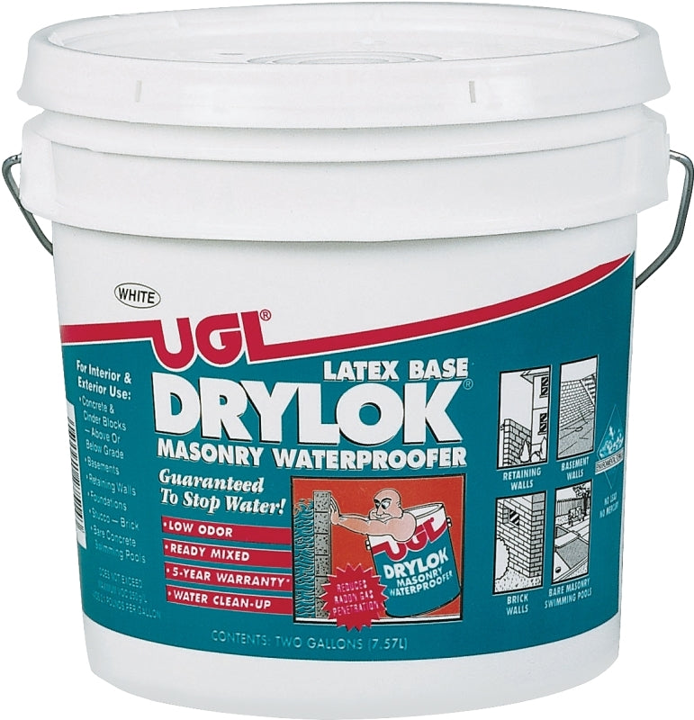 Drylok 27514 Masonry Waterproofer, White, Liquid, 2 gal, Pail