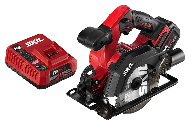SKIL CR541802 Circular Saw Kit, Battery Included, 12 V, 4 Ah, 5-1/2 in Dia Blade, 0 to 50 deg Bevel