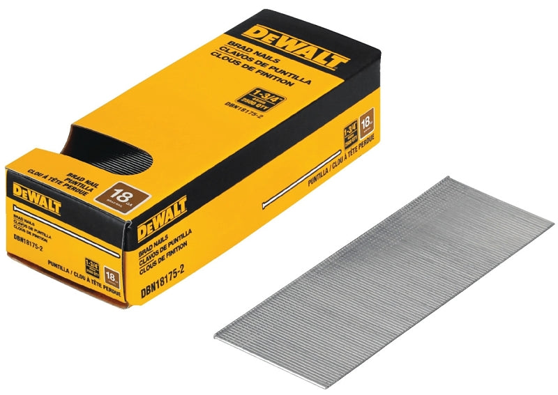 DeWALT DBN18175-2 Nail, 1-3/4 in L, 18 Gauge, Metal, Coated, Brad, Flat Head, Smooth Shank