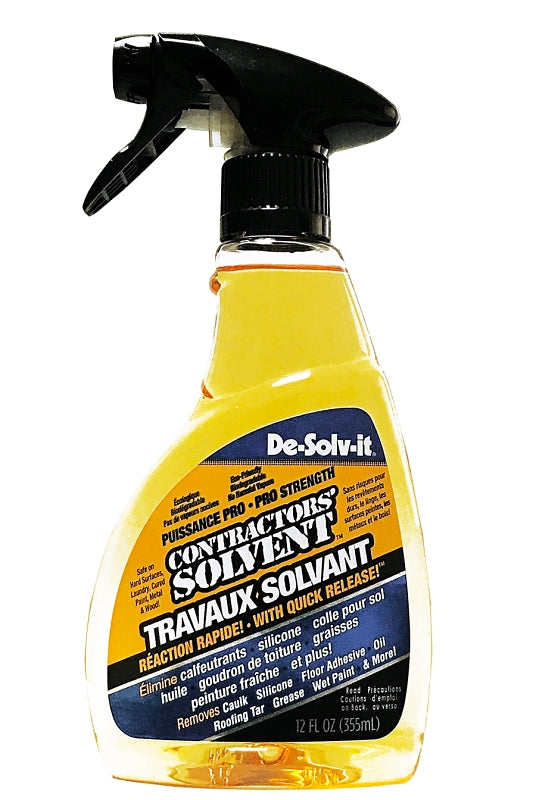 De-Solv-it 11843 Contractor Solvent, 12 oz, Liquid, Citrus, Clear/Orange