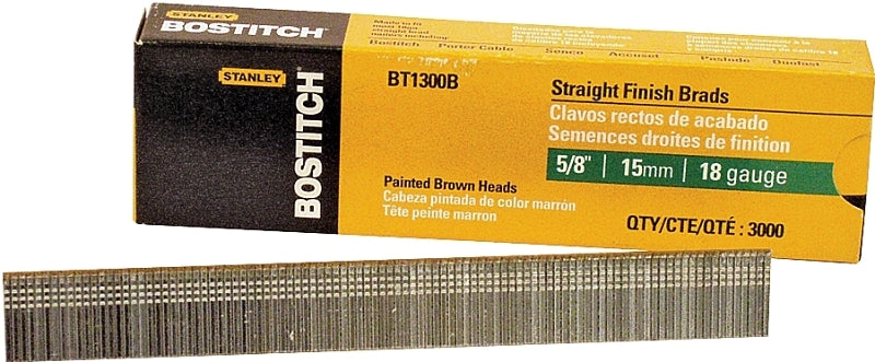 Bostitch BT1300B Nail, 5/8 in L, 18 Gauge, Steel, Coated, Brad Head, Smooth Shank, 3000/PK