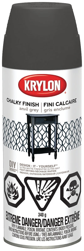 Krylon 441040000 Chalk Spray Paint, Ultra Matte, Anvil Gray, 12 oz, Can