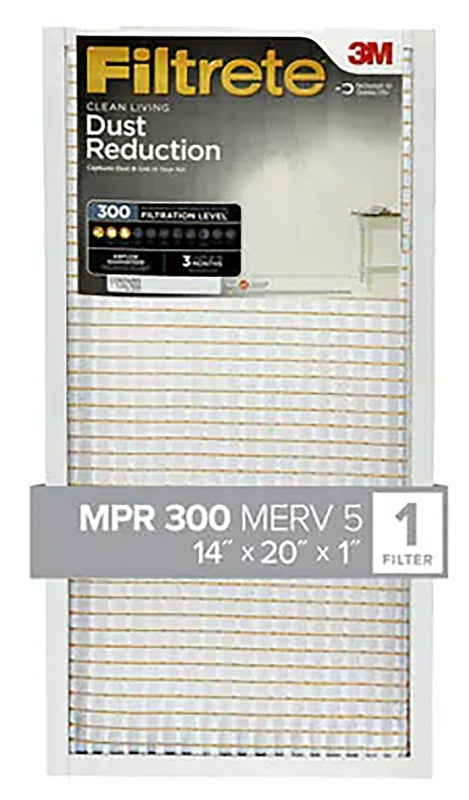 Filtrete 305-4 Air Filter, 20 in L, 14 in W, 5 MERV, 300 MPR, For: Air Conditioner, Furnace and HVAC System