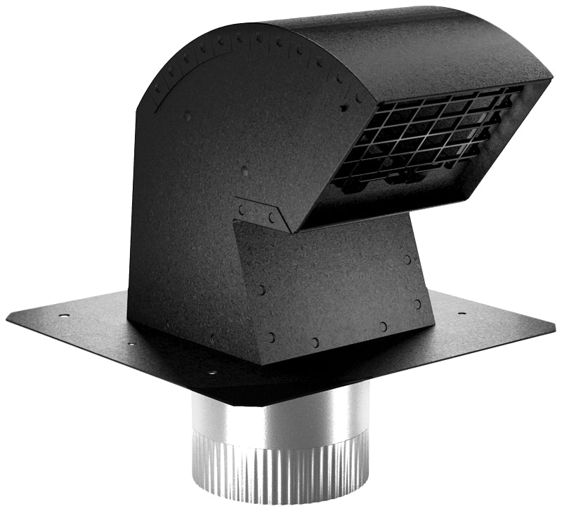 Imperial VT0640 Roof Vent Cap, 4 in Connection, Steel, Black, Galvanized