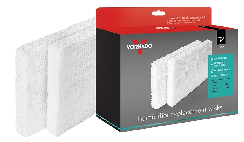 VORNADO MD1-0034 Humidifier Wick, 7.2 in L, 9-1/2 in W, Antimicrobial Filter Media, White