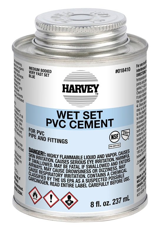 Harvey 18410-24 Solvent Cement, 8 oz Can, Liquid, Blue