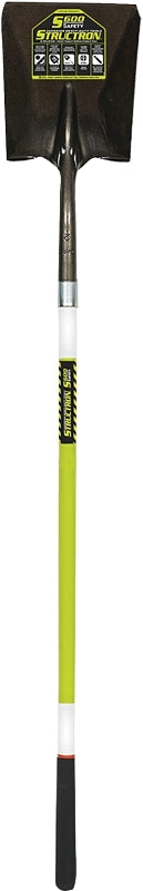 Structron 49751 Square Point Shovel, 9-1/2 in W Blade, 14 ga Gauge, Steel Blade, Fiberglass Handle, 48 in L Handle